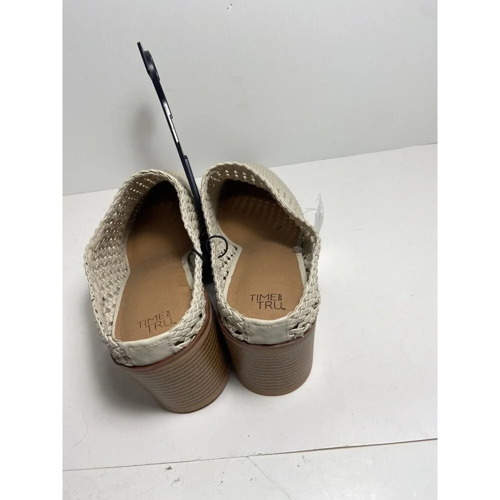 High Heel Slides Womens Size 10 Cream NWT Booties Woven Time and True